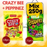 ROSHEN Crazy Bee Jelly Gummy Candy Crazy Bee Halal Peppinezz Sour Candy Gula gula masam Peppinezzz S