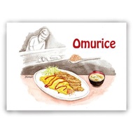 手繪插畫萬用卡/卡片/明信片/插畫卡--蛋包飯 味噌湯 日本料理