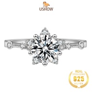 MAWAR USHOW Rose Gold 18K 5A Zircon 1 Karat Open Ring Pt950 Platinum Plated 925 Silver