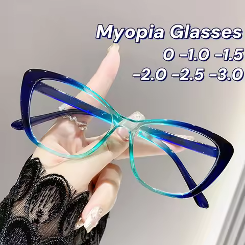 2025 Cat Eye Myopia Glasses for Women Men Ultra-light Near Sight Eyewear Fashion Prescription Eyegla