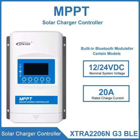EPEVER XTRA2206N/2210N/3210N G3 BLE Solar Charge Controller 12/24VDC Built-in Bluetooth Module Suppo