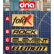 Cutting sticker logo element, fold X, element rock, folding bike.