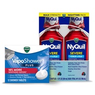 Vicks NyQuil Severe, Nighttime Relief of Cough, Cold & Flu Relief, Sore Throat, 2-12 FL OZ Bottles V