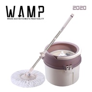 WAMP N9 Spin Mop Compact Bucket Design 2 Microfiber Head (Spin Wash &amp; Spins Dry)