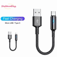 STABLESELLING USB Type C Cable, Fast Charging Short Micro USB Cable,  Nylon Portable 25cm Data Cable