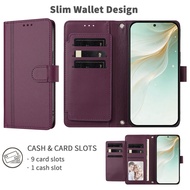 PU Leather flip for OPPO Realme C67 C65 C55 nine Card slot walle solid color style Phone case