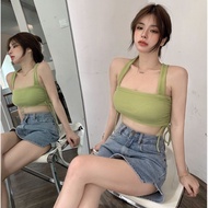 Cod Women's Halter Vest - Summer Trendy Short Sleeve Top | MH9I