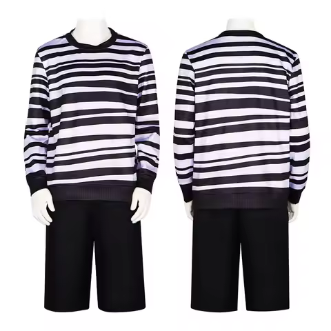 Halloween Outfit for Men & Boys - Movie Pugsley Addams Family Gothic Cosplay Costume with Black and 