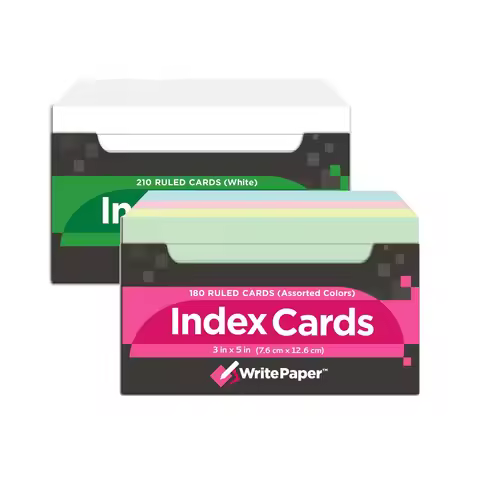 Heavy Weight Ruled Lined Grid Index Card 3x5 Inch 210 Count 140gsm Thick Paper White Assorted Color 