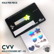 CVV holo sticker cover Version 2 (heart, flower, leaf shape)