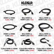 1m / 2.4m / 3m High Speed HDMI to HDMI Cable / Mini HDMI to HDMI Cable / Micro HDMI to HDMI Cable fo