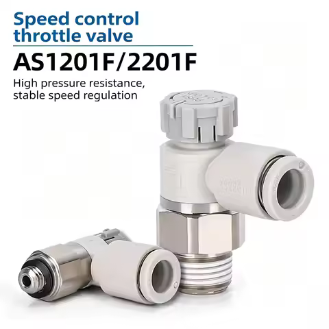 10Pcs SMC Type Speed Controller With One-touch Fitting Meter-out Throttle Valve Pneumatic Fitting AS