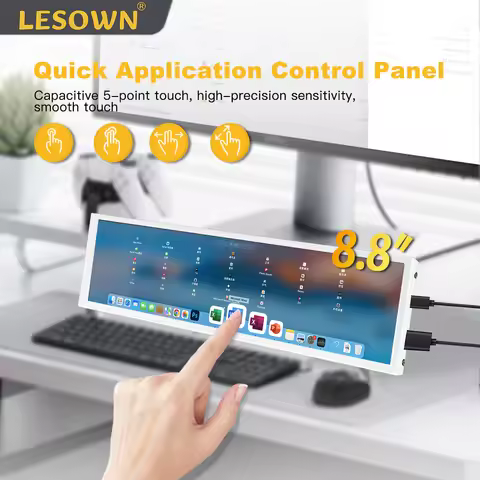 LESOWN Touch Long Bar Screen Display 8.8 inch mini Small HDMI USB IPS 480x1920 LCD Stretched Second