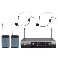 Professional UHF Wireless Microphone System Dual Headset mic Cordless Receiver