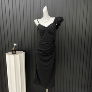 midi dress putih wanita korea summer dress pantai panjang press body party dress elegant casual dres