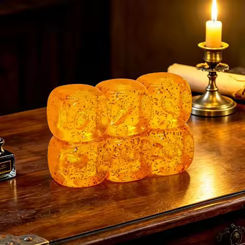 6pcs Amber Stardust D6 Dice Set RPG Dice desktop Role-Playing Games Family Games Night Party Gifts H