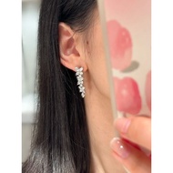 Silver Plated Thick Gold Earrings with Marquise Cut Diamonds