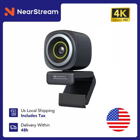 Nearstream 4K Webcam HDR 1080P@60FPS Noise Canceling Mic 45°-95°Adjustable FOV Auto Focus AI Framing