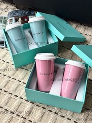 Tiffany & Co蒂芙尼骨瓷咖啡杯對杯套裝