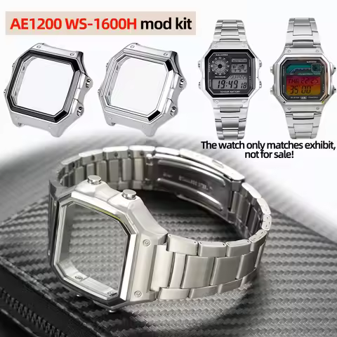 Upgrade Steel Case Mod kit For Casio AE1200/1300 AE-1200WH WS-1600H modified case watchband watch Be