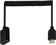 Ultra Thin HDMI Coiled High Speed Cable, Disscool HDMI Female to Mini HDMI Male Type C Connector Adapter Flexible Spring Extension Cables, 2.1V 8K@60Hz 4K@120Hz for Camera/Monitor(F to M, Mini)