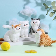 [DTTOYS] Plush Simulation Cat with Meow Sound/ Cat Doll/ Cute Doll/ Anak Patung Kucing (Black Head, 