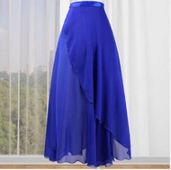 กระโปรงบัลเล่ต์ผ้าชีฟองทรงยาวสำหรับผู้หญิง1ชิ้น/ล็อต S ชุดเดรสบัลเล่ต์นิ่มสีน้ำเงินเข้มสีชมพูสีขาวชุดเต้นบัลเลต์