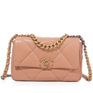 Chanel Coral Quilted Lambskin Chanel 19 Flap Gold and Ruthenium Hardware