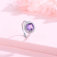 紫水晶公主方形戒指 | 925純銀精鍍亮澤白金戒指
