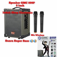 Gmc 899P Portable Bluetooth Speaker + 2 Mic Wireless Super Bass 8 Inch