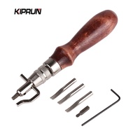 KIPRUN 7 in 1 Multifunctional Groover Leather Tool Kit, Professional Leather Craft Adjustable Stitch