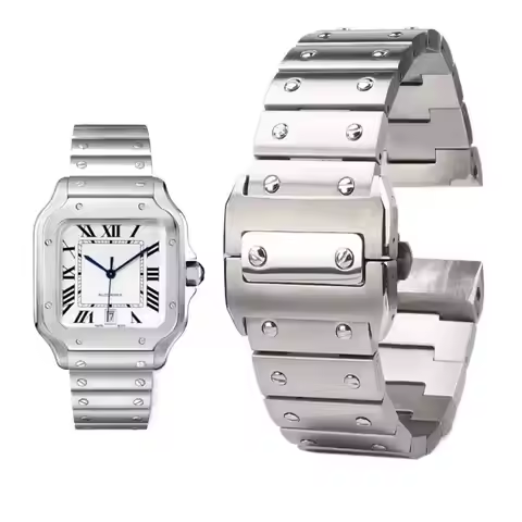 Replacement For Cartier Santos 100 Solid Stainless Steel Bracelet | 20mm & 23mm High-Quality Replace