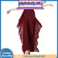 Dance since wide-legged pants waist trousers falbala joker hang down feeling acr舞蹈阔腿裤子女高腰裤子荷叶边百搭垂坠感练