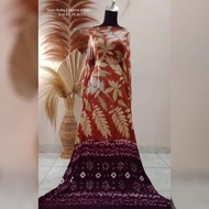 [ Best Quality] Kain Jumputan Palembang Sutra Ecoprint 3 Meteran Merah