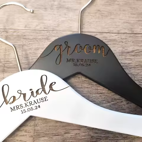 SET of 2 Personalized Wedding Hanger - Groom and Bride Hanger, Personalized Wedding Gift, Custom Wed