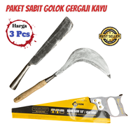 Arit Golok Dan Gergaji Cap Arlton Paket 3in1 Jaminan Lengkap - Arit Dan Golok Bahan Baja Berkualitas