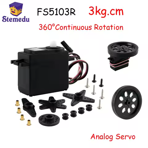 FS5103R 360 Degree Continuous Rotation RC Servo Motor 3kg.cm Torque Analog Control for Arduino/Raspb
