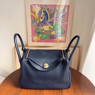 99新 愛馬仕 HERMES lindy 30 午夜藍金扣