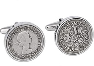 Cufflinks Rhodium plated 1958 English Sixpence Cufflinks 62nd Birthday