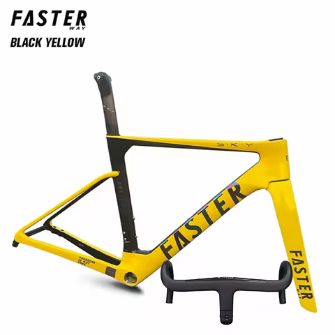 yellow black ud T1000 bike frame FASTERWAY Freedom Frameset Carbon Bike Road Frame with Fork Seatpos