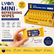 10 Pek/1Box LYON Refreshing Mini Wet Wipes Tisu Basah Segar [KKM] Air RO pH 5.5 Alcohol Free Bebas A