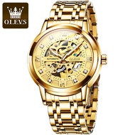 OLEVS Jam Tangan Lelaki Original Jam Tangan Pria Tahan Air Jam Tagan Gold Watch Stainless Steel Meka