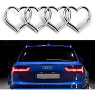 1 PC Car Trunk Sticker, 8.66" x 2.75" ABS Plastic 3D Love Four Ring Tail Badge Decal, Self-Adhesive 