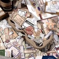 Journal Go 100 Unrepeated Patterns x 2pcs Vintage Ticket Label Stickers Retro Multi-shape Decorative