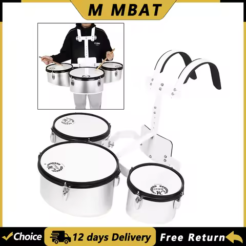 M MBAT Marching Triple Drum Triptych Drums Band Polyphonic Drum with Back Frame Adults Practice Drum
