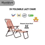 MATTWORK Green Color 32mm 3V Lazy Chair Lazy Arm Chair Foldable Chair Relax Chair Kerusi Malas 3V Ke