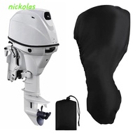 NICKOLAS Full Boat Motor Cover, 420D Oxford Fabric Black Boat Outboard Motor Cover, Draggable Fits 0-350HP Motor Zipper Waterproof Outboard Engine Covers Anti-fading