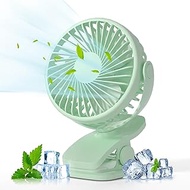 Lerat Clip on Fan with 3 Speeds, 360° Rotate Desk Fan with 3000mAh Battery, USB Rechargeable Mini Table Fan, Personal Clooing Fan for Home Office Gym Camping - Green