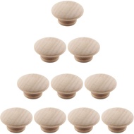 Murtenze 10 Pek Tombol Kayu 1-1/2 Inci Belum Selesai Bentuk Cendawan Bulat Kabinet Kayu Tarik Pemega