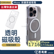Fully Transparent Grade 4 Anti-Yellow ClearX Button Magnetic Case i17 16 Pro Max Air Camera Protecti